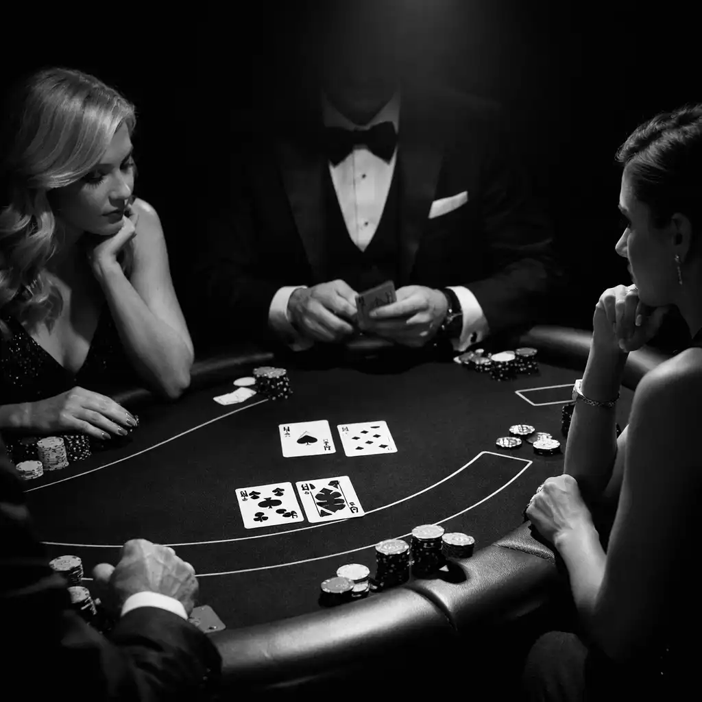 Intimate blackjack soirée with bespoke table and monochrome dress code