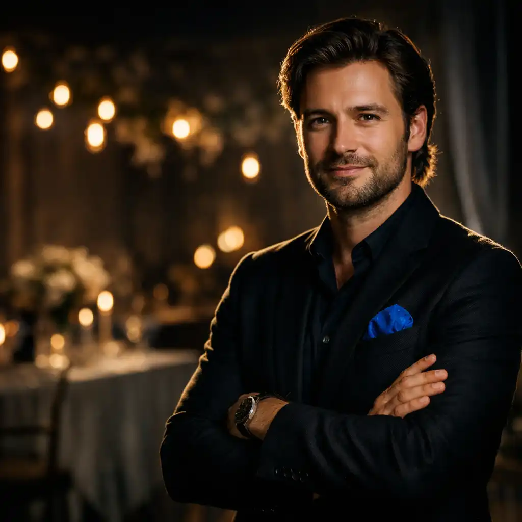 Portrait of a Galaferon creative team member in a tailored blazer